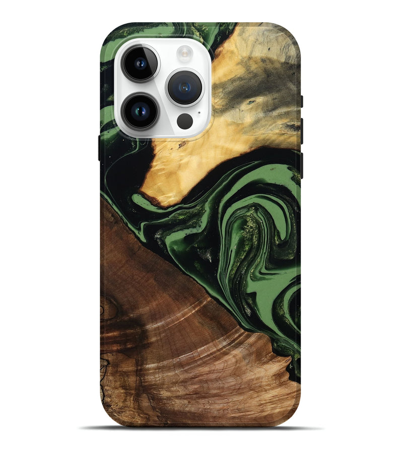 iPhone 15 Pro Max Wood Live Edge Phone Case - Elden (Green, 807710)