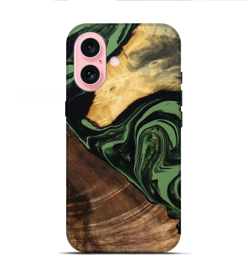 iPhone 16 Wood Live Edge Phone Case - Elden (Green, 807710)