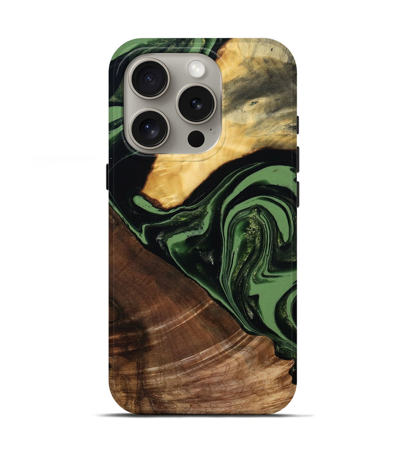 iPhone 16 Pro Wood Live Edge Phone Case - Elden (Green, 807710)