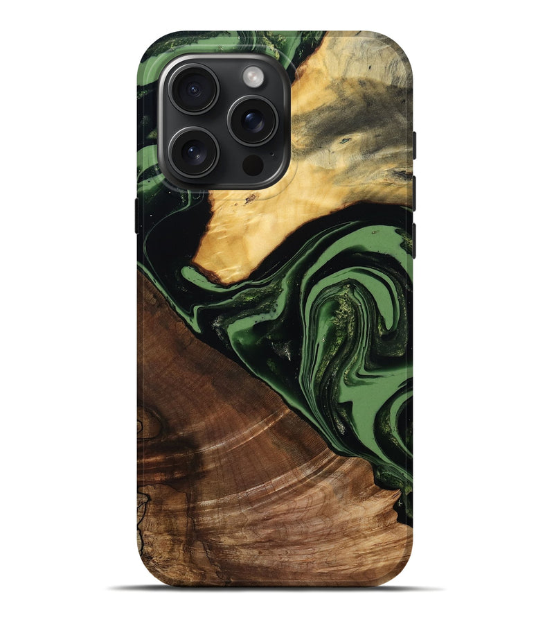 iPhone 16 Pro Max Wood Live Edge Phone Case - Elden (Green, 807710)