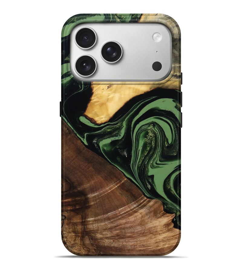 iPhone 17 Pro Max Wood Live Edge Phone Case - Elden (Green, 807710)
