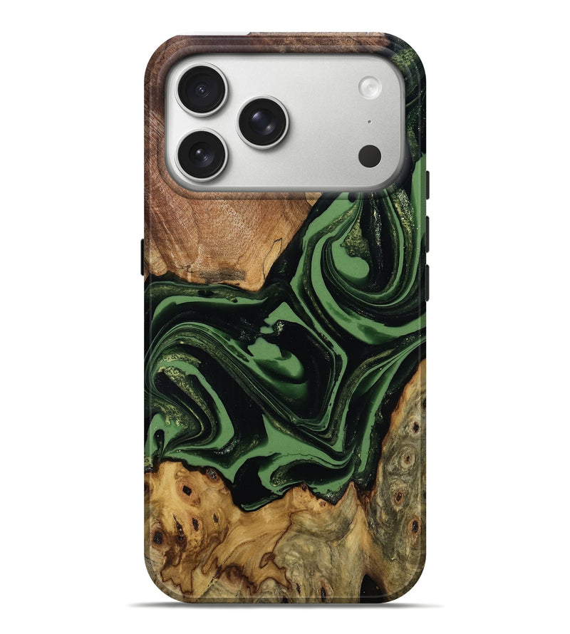 iPhone 17 Pro Max Wood Live Edge Phone Case - Dominic (Green, 807723)