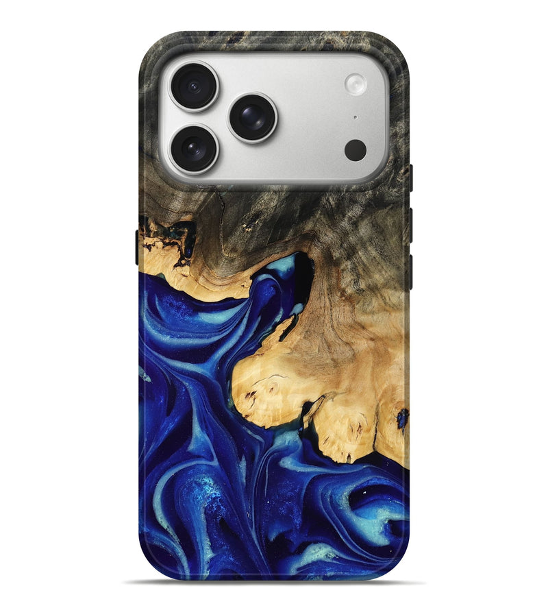 iPhone 17 Pro Max Wood Live Edge Phone Case - Lovie (Blue, 807734)