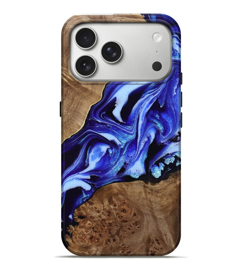 iPhone 17 Pro Max Wood Live Edge Phone Case - Zoey (Blue, 807749)