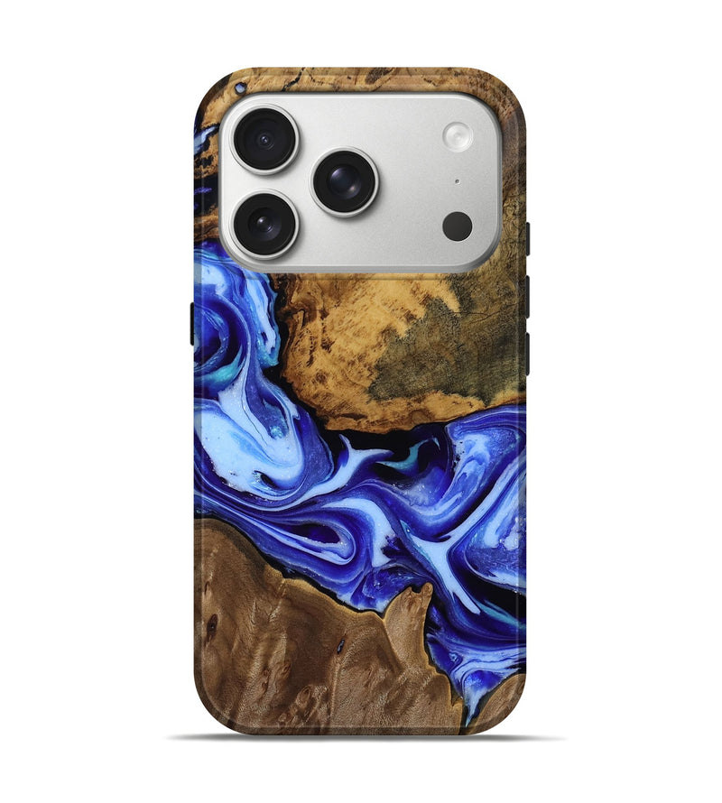 iPhone 17 Pro Wood Live Edge Phone Case - Azariah (Blue, 807754)