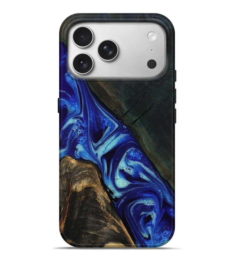 iPhone 17 Pro Max Wood Live Edge Phone Case - Latonya (Blue, 807759)