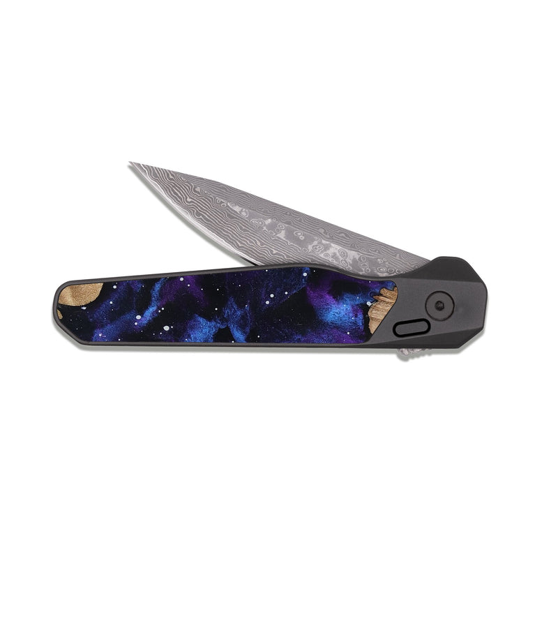 EDC Dark Damascus Wood Pocket Knife - Odalys (Cosmos, 807761)