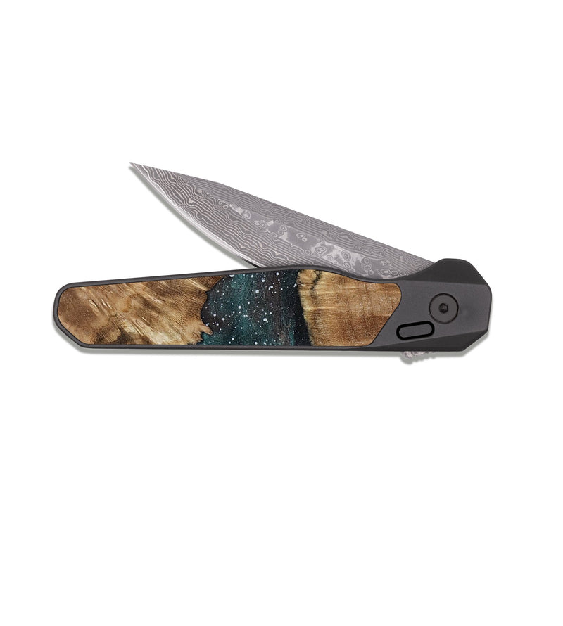 EDC Dark Damascus Wood Pocket Knife - Benton (Cosmos, 807805)