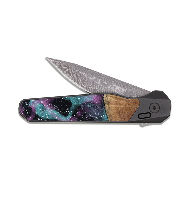 EDC Dark Damascus Wood Pocket Knife - Trina (Cosmos, 807820)