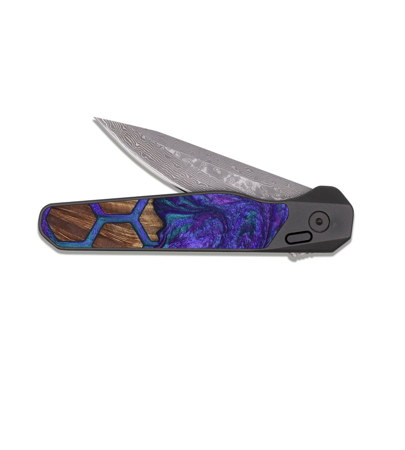 EDC Dark Damascus Wood Pocket Knife - Sina (Pattern, 807855)