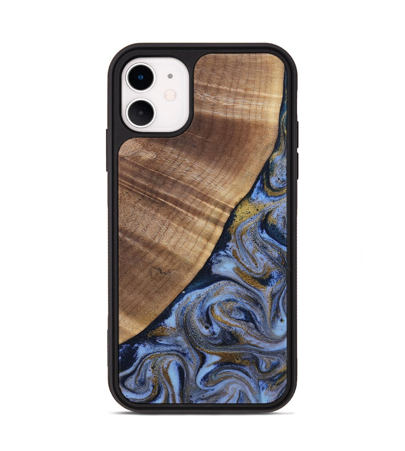 iPhone 11 Wood Phone Case - Lee (Teal & Gold, 807866)
