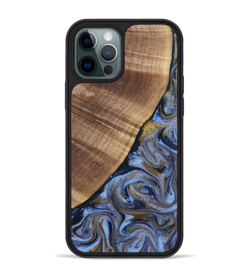 iPhone 12 Pro Max Wood Phone Case - Lee (Teal & Gold, 807866)