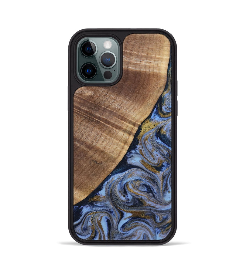 iPhone 12 Pro Wood Phone Case - Lee (Teal & Gold, 807866)