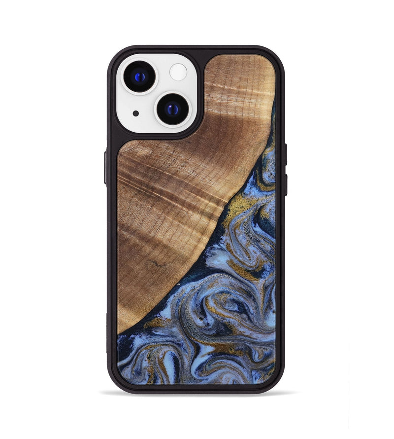 iPhone 13 Wood Phone Case - Lee (Teal & Gold, 807866)