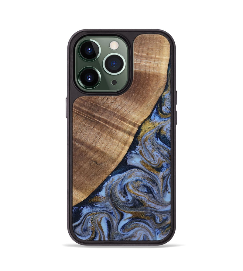 iPhone 13 Pro Wood Phone Case - Lee (Teal & Gold, 807866)