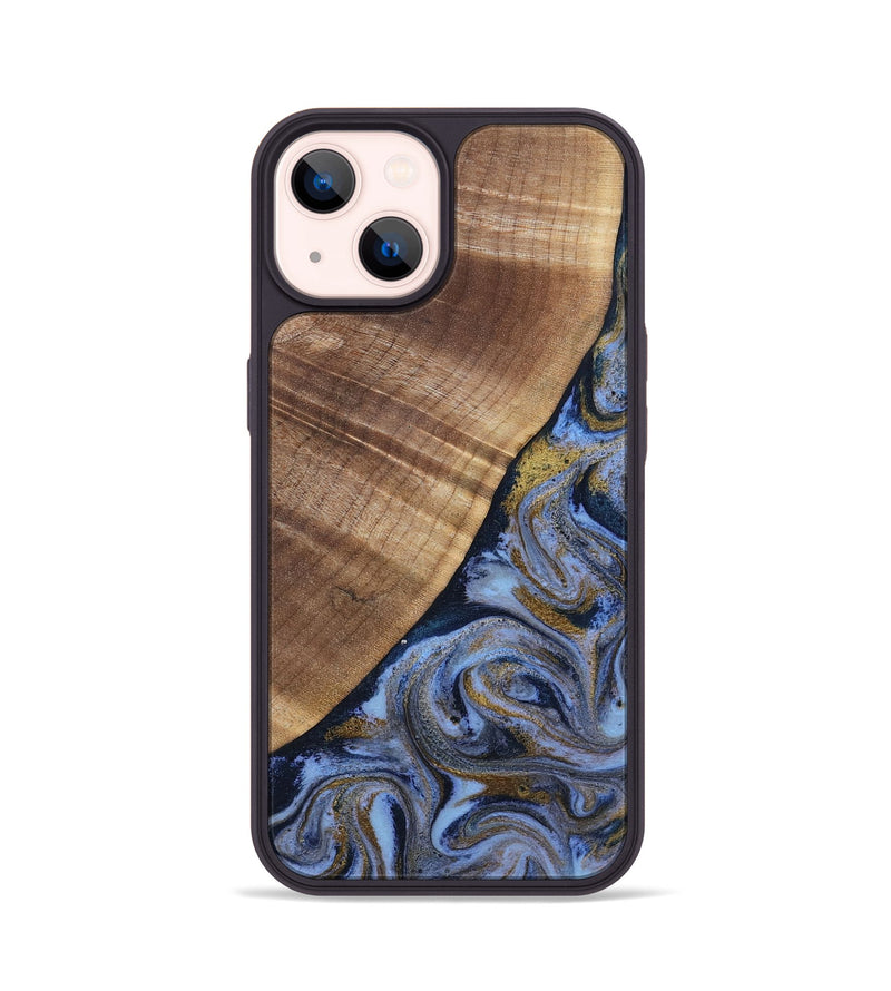iPhone 14 Wood Phone Case - Lee (Teal & Gold, 807866)