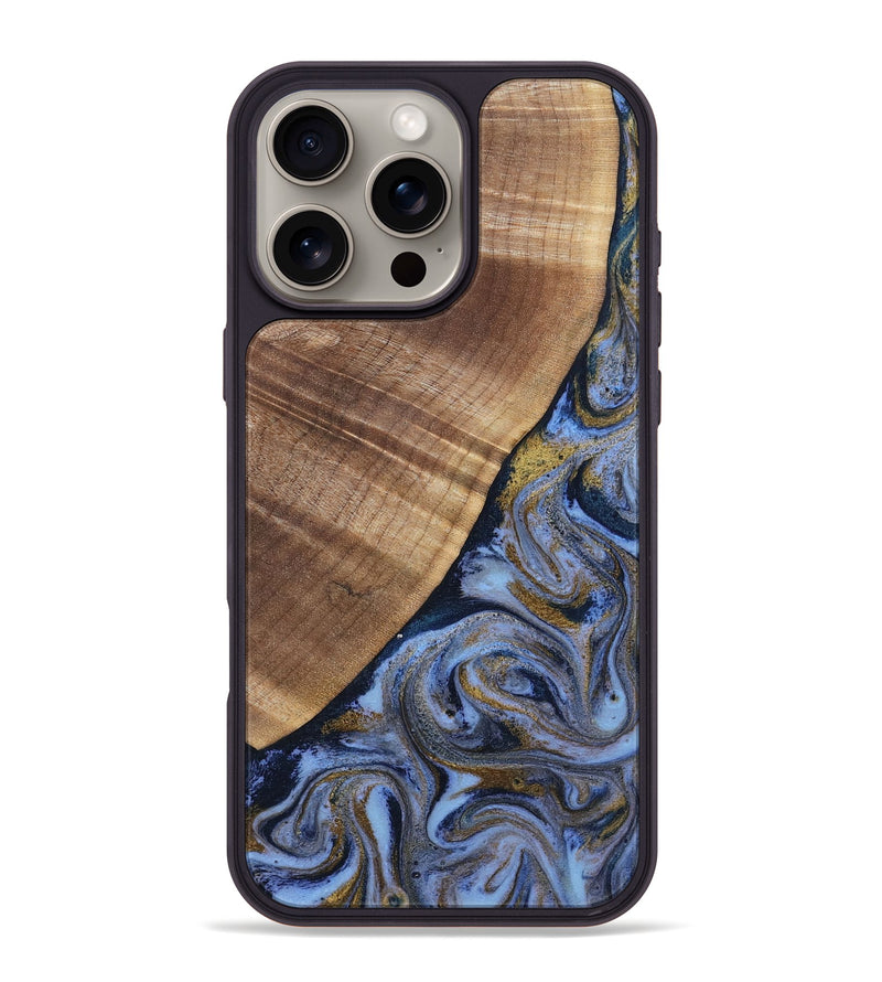 iPhone 16 Pro Max Wood Phone Case - Lee (Teal & Gold, 807866)