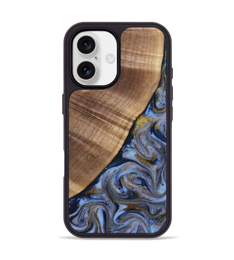 iPhone 17 Wood Phone Case - Lee (Teal & Gold, 807866)