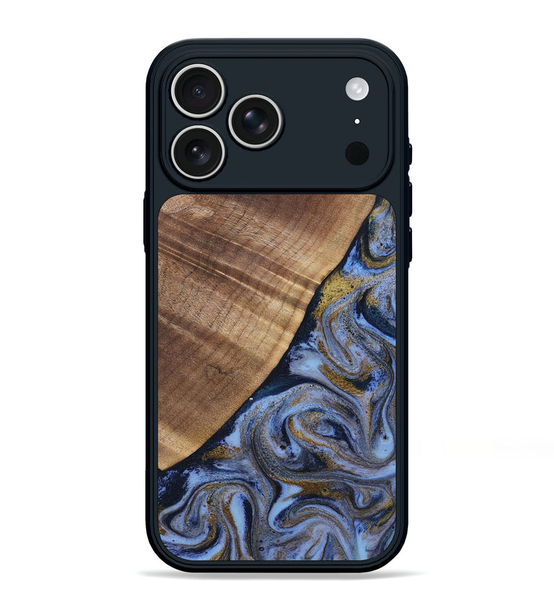 iPhone 17 Pro Max Wood Phone Case - Lee (Teal & Gold, 807866)