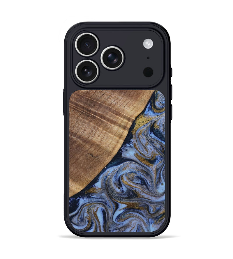 iPhone 17 Pro Wood Phone Case - Lee (Teal & Gold, 807866)