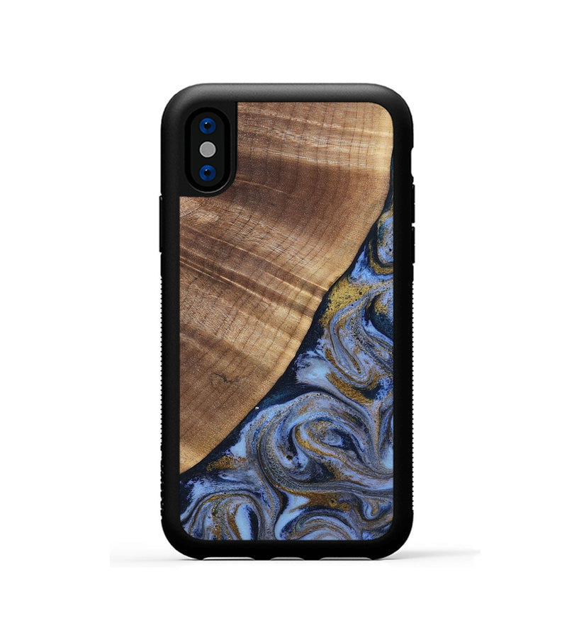 iPhone Xs Wood Phone Case - Lee (Teal & Gold, 807866)