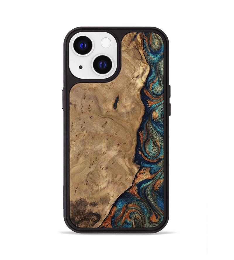 iPhone 13 Wood Phone Case - Effie (Teal & Gold, 807871)