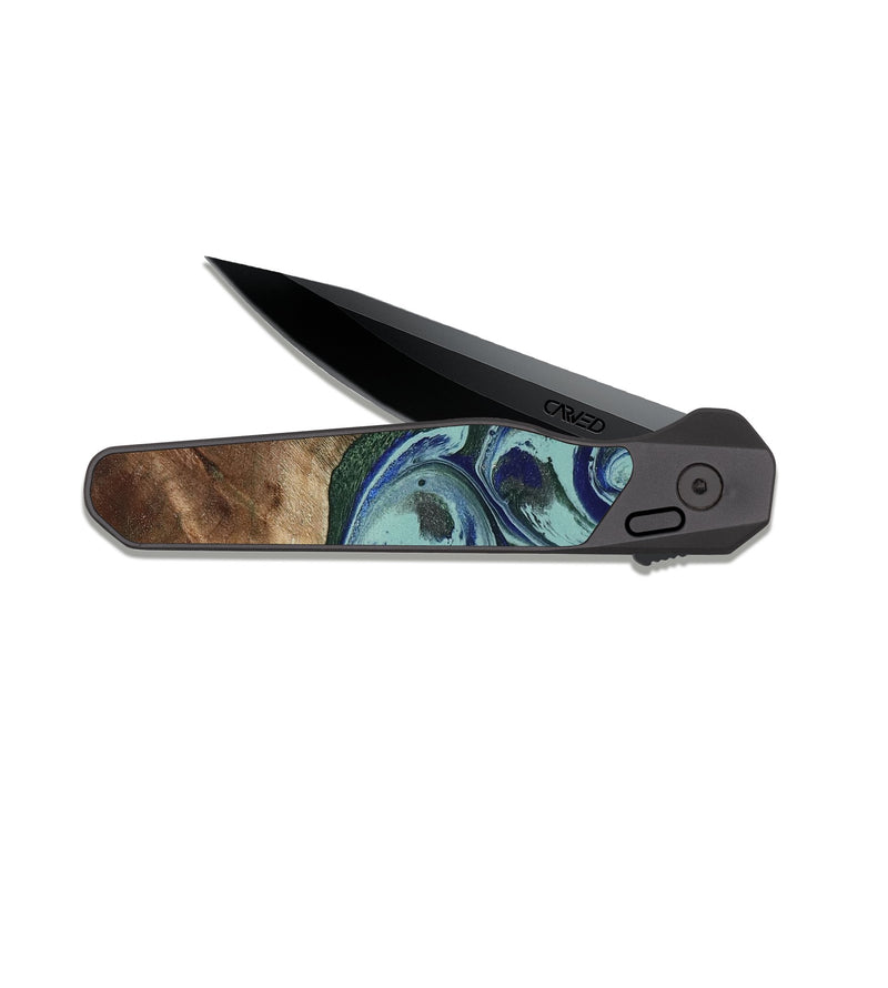 EDC Dark Slate Wood Pocket Knife - Tara (Green, 807895)