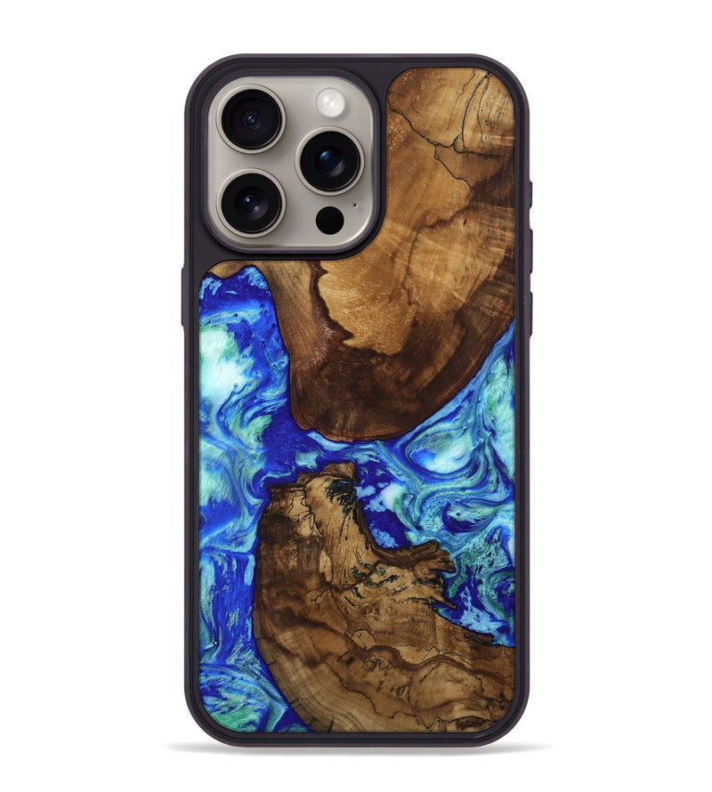 iPhone 15 Pro Max Wood Phone Case - Mittie (Blue, 807909)