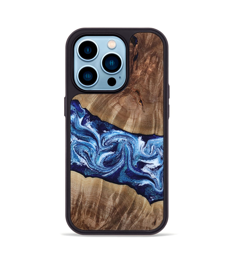 iPhone 14 Pro Wood Phone Case - Loren (Blue, 807914)