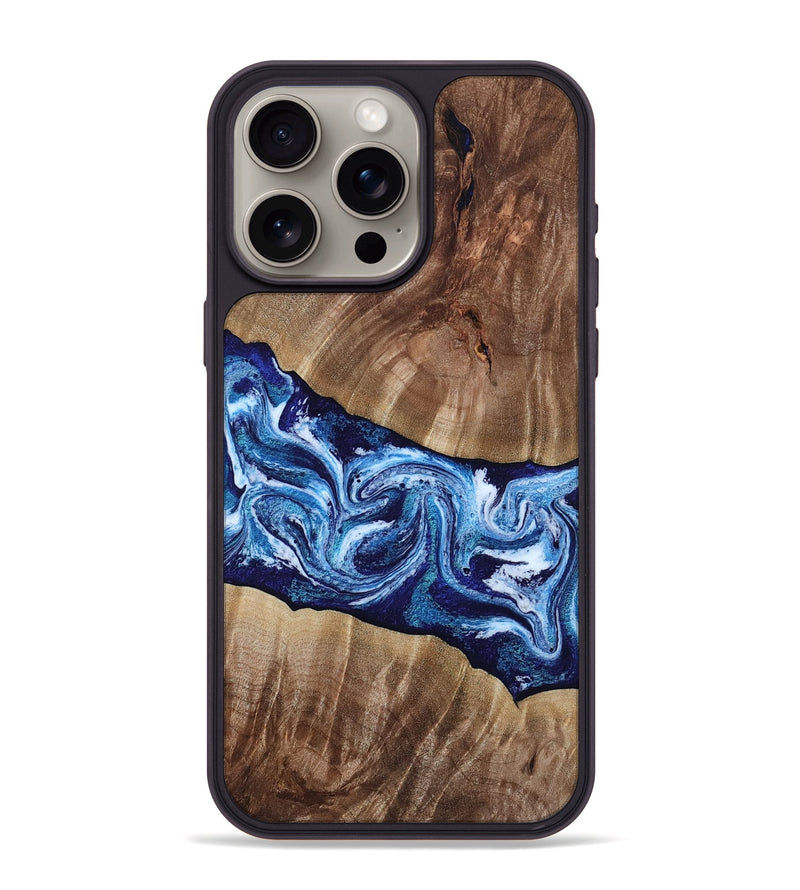 iPhone 15 Pro Max Wood Phone Case - Loren (Blue, 807914)