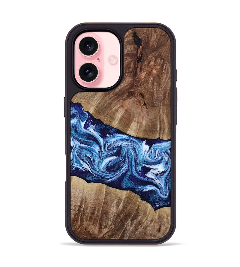 iPhone 16 Wood Phone Case - Loren (Blue, 807914)
