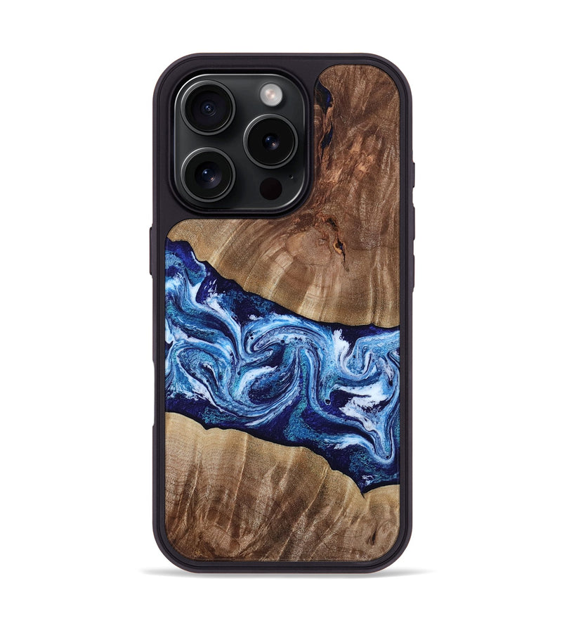 iPhone 16 Pro Wood Phone Case - Loren (Blue, 807914)