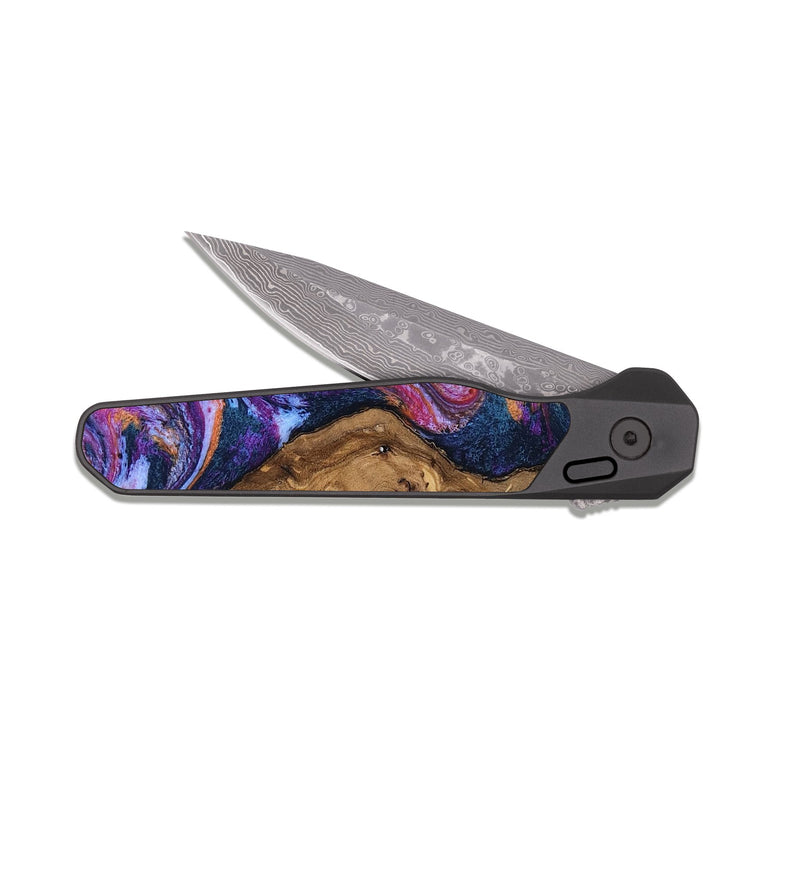 EDC Dark Damascus Wood Pocket Knife - Kairi (Blue, 807920)