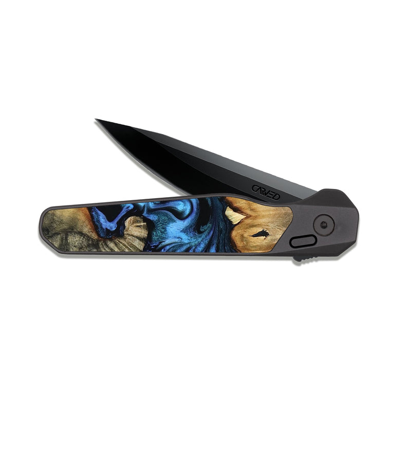 EDC Dark Slate Wood Pocket Knife - Geralyn (Blue, 807933)