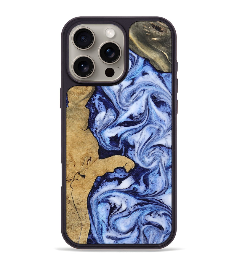 iPhone 16 Pro Max Wood Phone Case - Kenji (Blue, 807941)