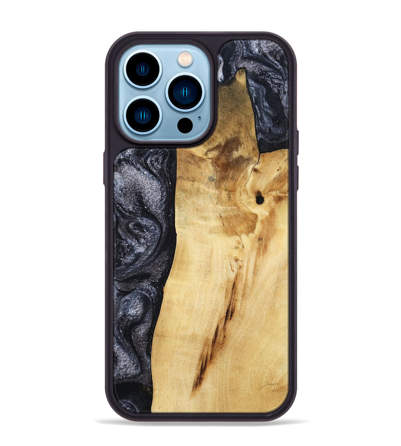 iPhone 14 Pro Max Wood Phone Case - Brittni (Black & White, 807956)