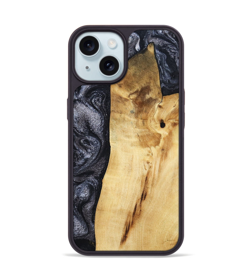 iPhone 15 Wood Phone Case - Brittni (Black & White, 807956)