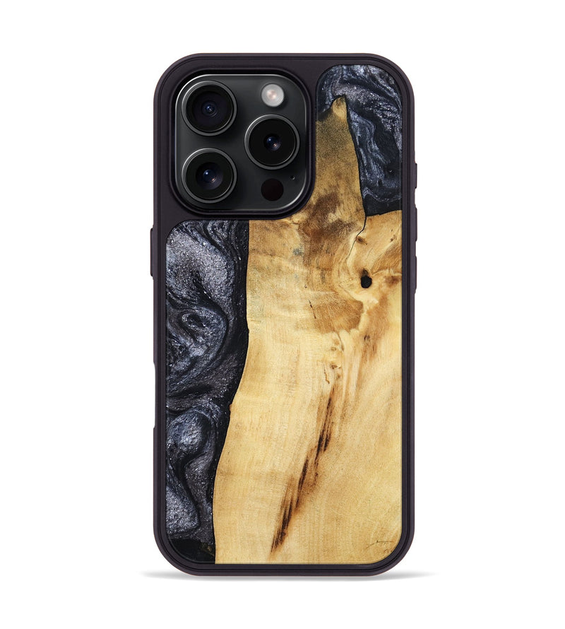 iPhone 16 Pro Wood Phone Case - Brittni (Black & White, 807956)