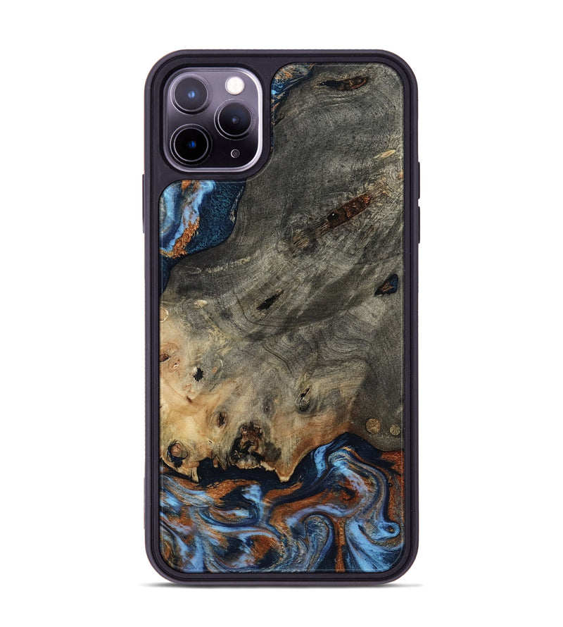 iPhone 11 Pro Max Wood Phone Case - Patrice (Teal & Gold, 807966)