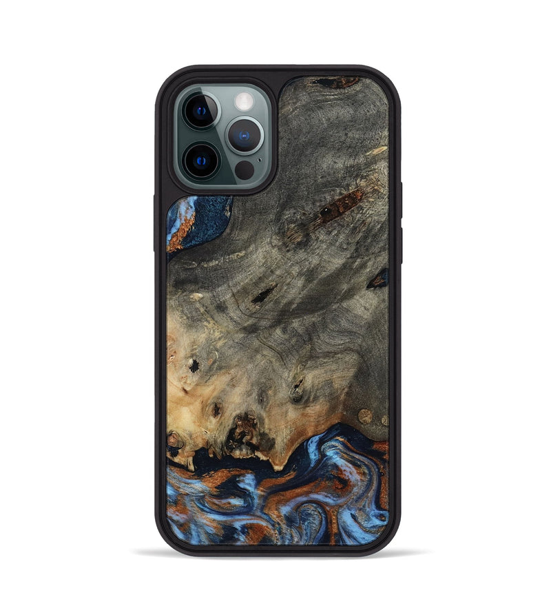 iPhone 12 Pro Wood Phone Case - Patrice (Teal & Gold, 807966)