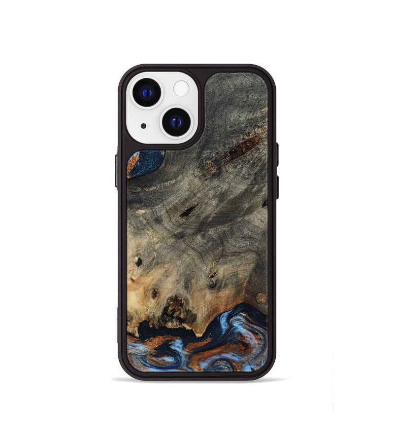 iPhone 13 mini Wood Phone Case - Patrice (Teal & Gold, 807966)