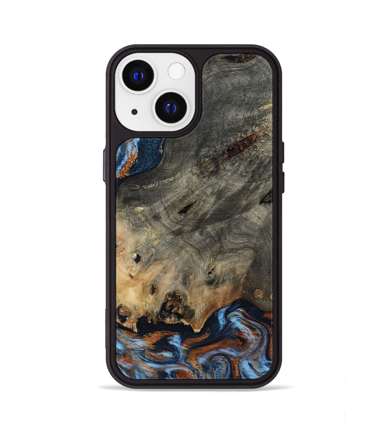 iPhone 13 Wood Phone Case - Patrice (Teal & Gold, 807966)