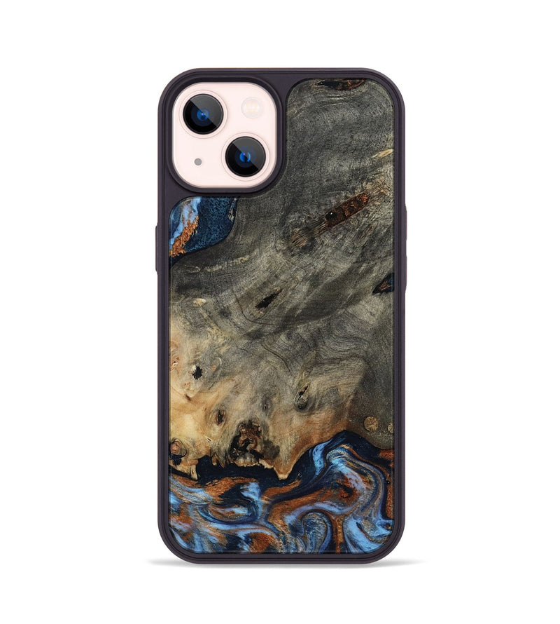 iPhone 14 Wood Phone Case - Patrice (Teal & Gold, 807966)