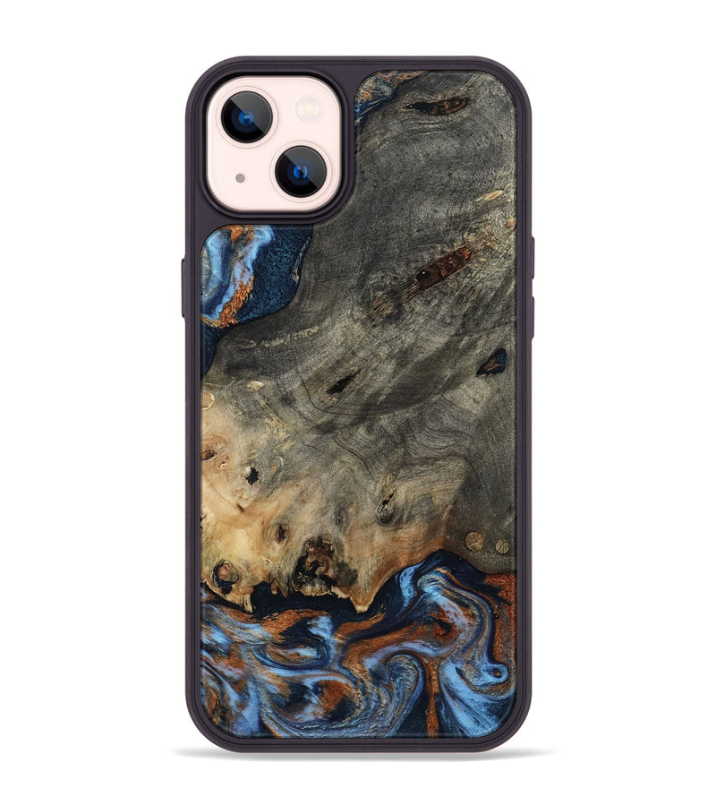 iPhone 14 Plus Wood Phone Case - Patrice (Teal & Gold, 807966)