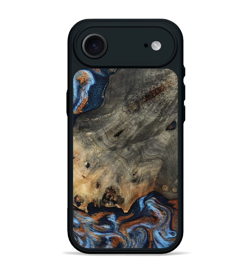 iPhone 17 Air Wood Phone Case - Patrice (Teal & Gold, 807966)