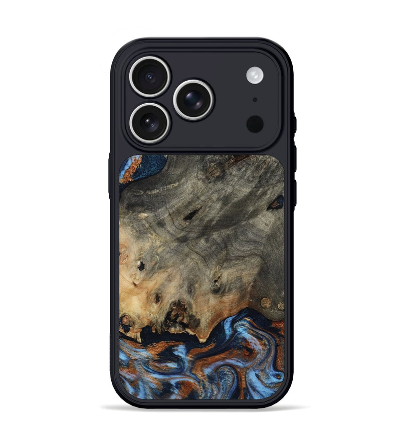 iPhone 17 Pro Wood Phone Case - Patrice (Teal & Gold, 807966)