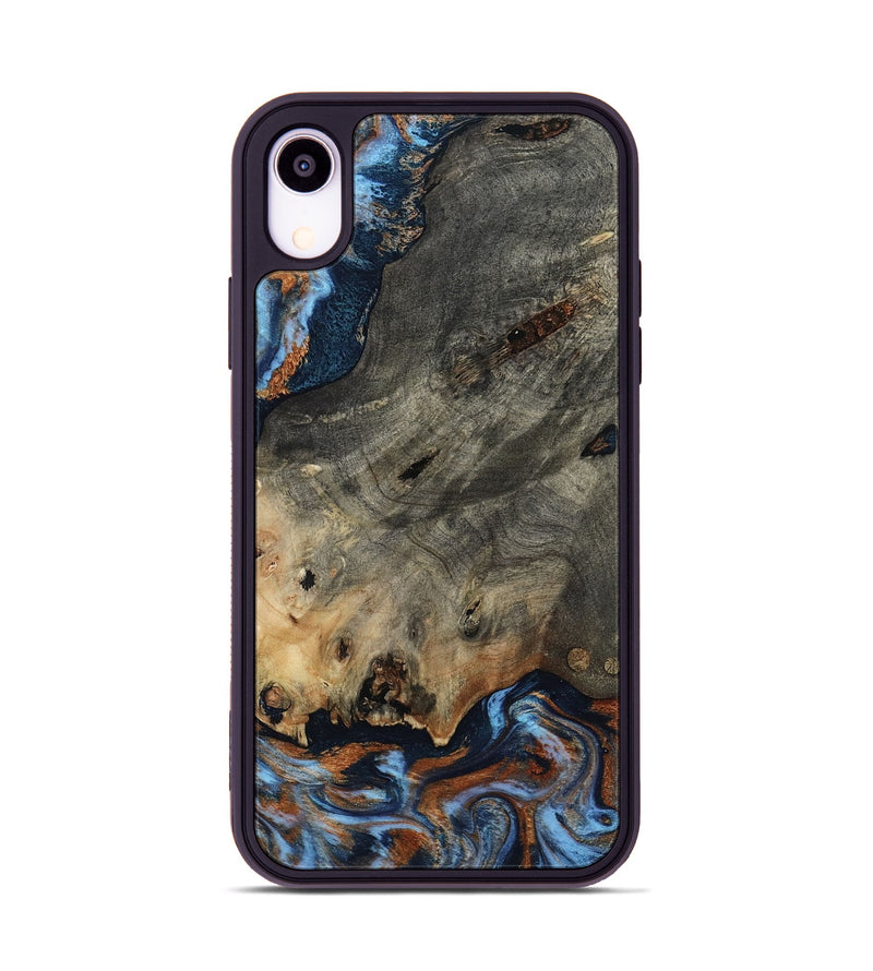iPhone Xr Wood Phone Case - Patrice (Teal & Gold, 807966)