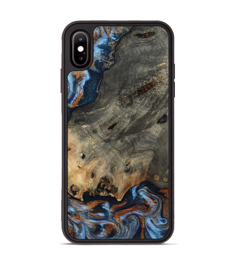 iPhone Xs Max Wood Phone Case - Patrice (Teal & Gold, 807966)