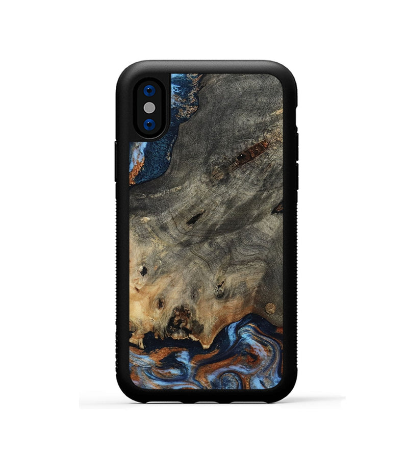 iPhone Xs Wood Phone Case - Patrice (Teal & Gold, 807966)
