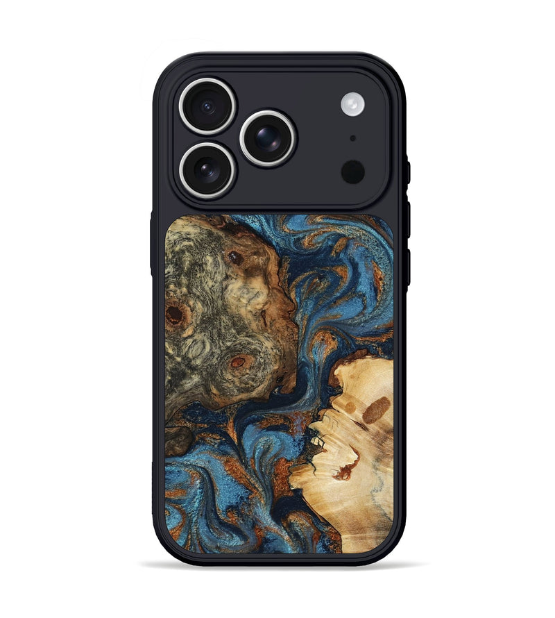 iPhone 17 Pro Wood Phone Case - Alisson (Teal & Gold, 807967)